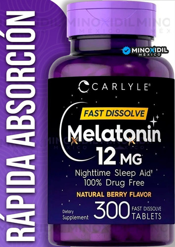 Imagen 1 de 8 de Melatonina 300 Tabletas Sabor Berry 12mg Maxima Potencia 