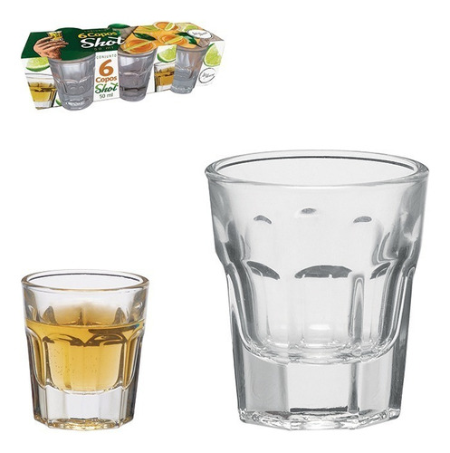 Juego de 6 tazas de aperitivo de cachaça o tequila, 50 ml, color transparente