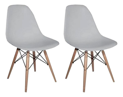 Set 2 Sillas Tipo Eames Oficina Comedor Gris Color de la estructura de la silla Café