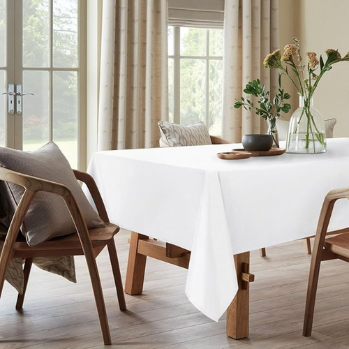 Mantel Rectangular Antimanchas 220 X 140 Cm Impermeable Blanco Mesa Aura Zeus