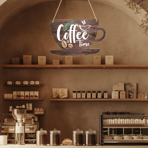 Para Coffee Bar Door Sign Decoration 2d Retro Style Oro Cup