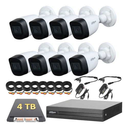 Kit Cctv 8 Cámaras Bala 5mp Microfono Dahua 4 Tb 