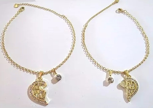 2 Pulseiras Melhores Amigas Amizade Lindas Folhead. Ouro B32