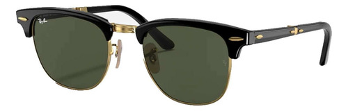 Anteojos de sol Ray-Ban Clubmaster Folding Standard con marco de acetato color gloss black, lente green de cristal clásica, varilla gloss black de acetato - RB2176