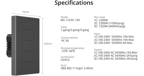 Sonoff M5 Interruptor Smart Wifi - 3 Teclas Fisicas