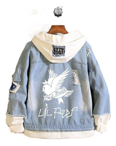 Chaqueta De Mezclilla Moda Logo Lil Peep Rapper Casual