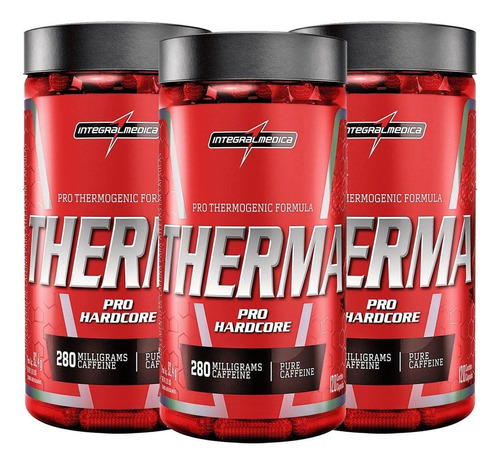 Combo 3 - Therma Pro Hardcore 120 Cápsulas - Integralmédica Sabor Sem Sabor