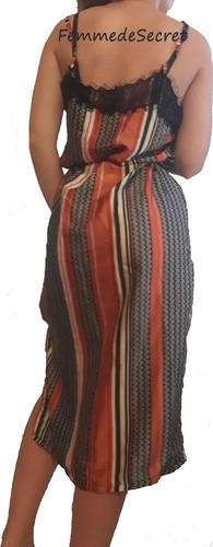 Vestido Seda Con Encaje Y Tajo Lateral Oferta Talle 2