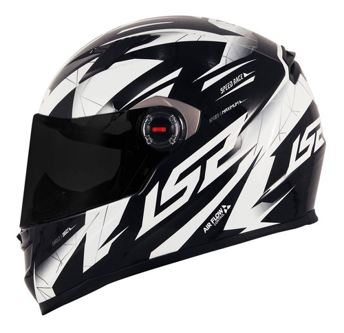 Capacete para moto  integral LS2  FF358 FF358  black e white draze tamanho M 