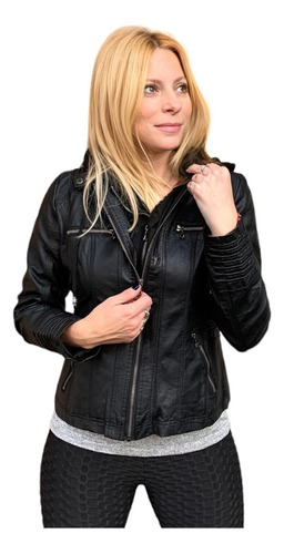 Campera Cuero Eco Moto Rockera Mujer Importada Way Voo