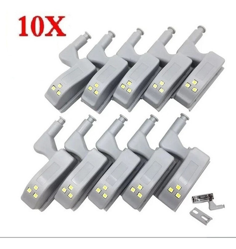 10 Pcs Luz Led Sensor Lampara Bisagra Gabinete Closet Estant