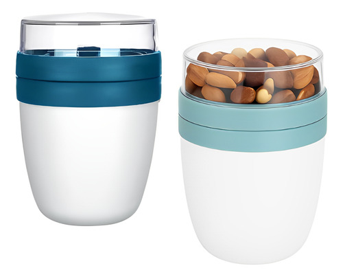 Pack 2 Vasos De Yogurt Cereales Frutas 650ml Titiz+ Cuchara
