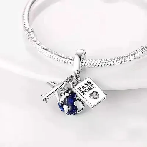 New 1 Pcs Dije Viajes En Avión De Plata 925 Premium Charm