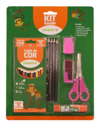 3 Kits Escolares C Lápis Borracha Cola Apontador Tesoura