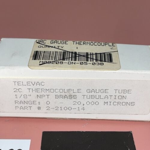 Televac 2-2100-14 *new* 2c Thermocouple Gauge Tube 0-20000