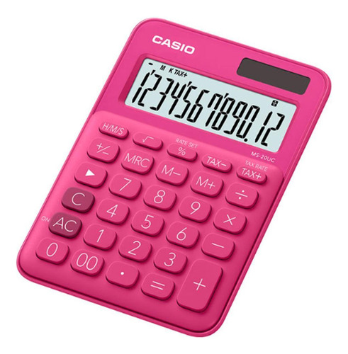 Calculadora Casio Básica Solar E Bateria Ms-20uc-rd - Pink