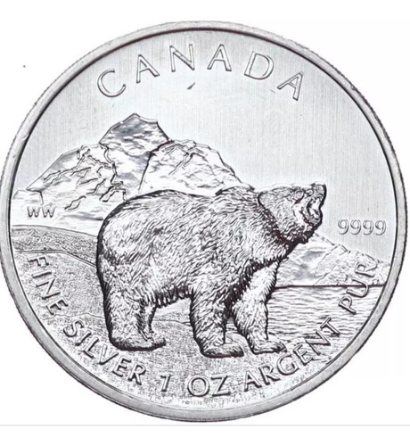 Moneda Canadá 1 Onza Troy Plata Pura Oso