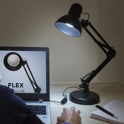 Lámpara Usb Flex Brazo Flexible Dimmer Reg. Luz Metal Gato