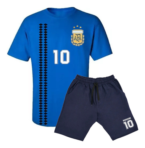 Remera + Short - Argentina - Afa - Escudo - Retro - Mundial