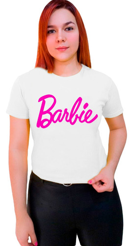 Polera Dama Estampada 100%algodon Letras De Barbie