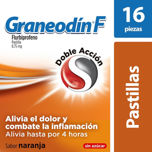 Caja X16 Pastillas Graneodín F Alivia El Dolor Sabor Naranja