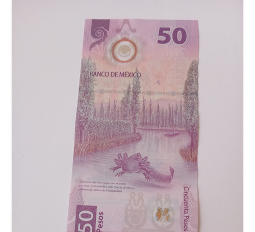 Es Un Billete De $ 50 Pesos De Ajolete Morado 