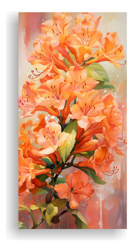 80x40cm Cuadro Decorativo Luminoso Flores Rhododendros Naran