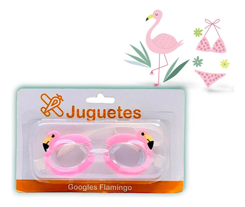 Goggles Para Niña Alberca Nadar Diseño Flamingos