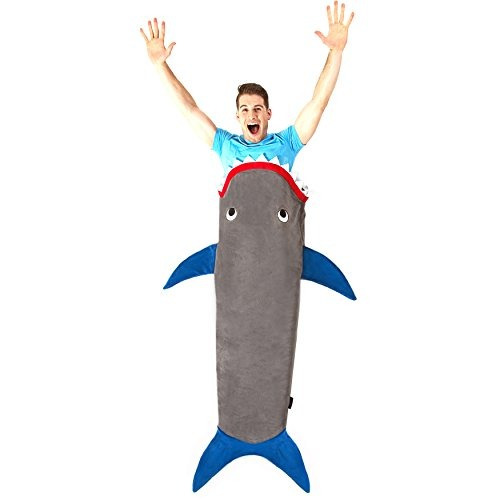 Blankie Tails Shark Blanket Para Adultos Y Adolescentes Gray