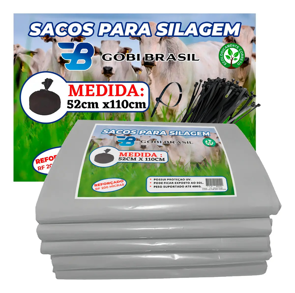 Sacos Para Silagem Silo 500 Und + 500 Abraçadeiras Fortes