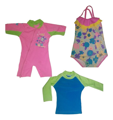 Trajes De Baño Bebé Braga Y Camisa Piscina Talla 6-18 Y 2año