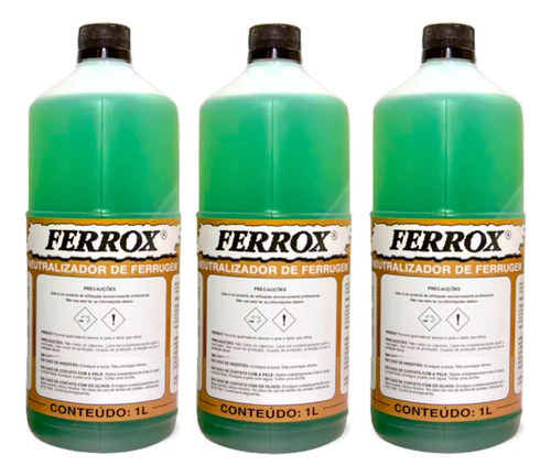 3 Removedor De Ferrugem Ferrox 1 Litro - Reprotecnica