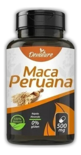 Maca Peruana Pura 500mg 100 Cápsulas Vitaminas E Minerais Sabor Natural Em Pote De 200g Un Denature