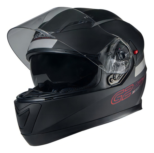 Capacete Texx G2 Solido Double Vision Preto/ Vermelho 56 Cor Preto
