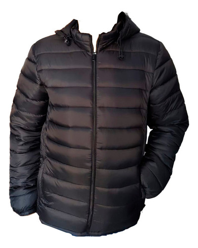 Campera Unisex Inflada Puffer Inflable Negra Súper Abrigada