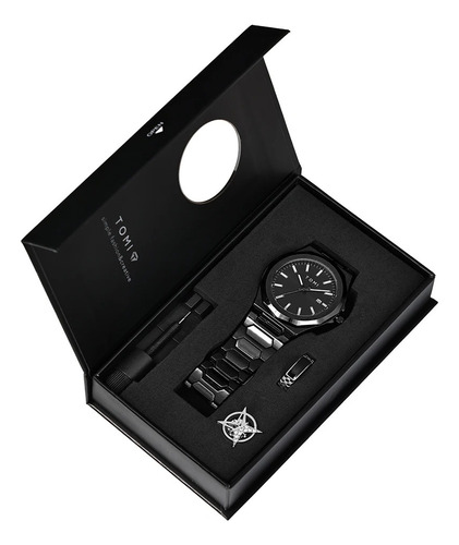 Reloj Elegante De Cuarzo Para Hombre Tomi Negro Negro Negro