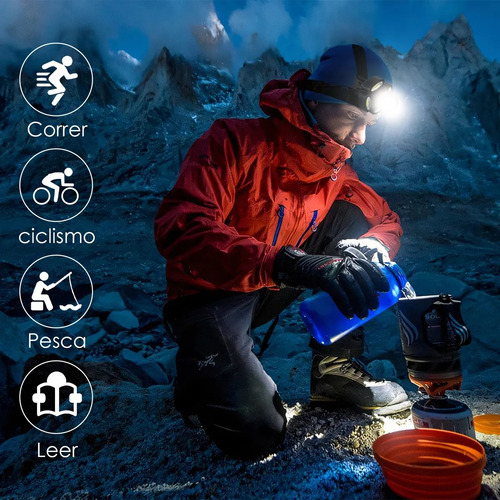 Lampara Minera 5 Led Linterna De Cabeza Recargable Headlamp Blanco Negro