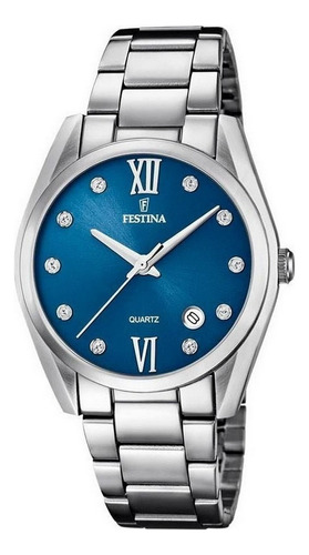 Reloj Festina F16790/c Color de la malla Plateado Color del bisel Plateado Color del fondo Azul