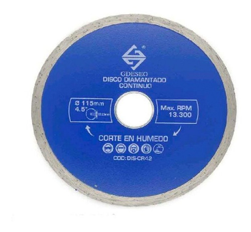 Disco Corte Diamantado Continuo Liso 4 1/2 Dis-cr42 Gdeseo