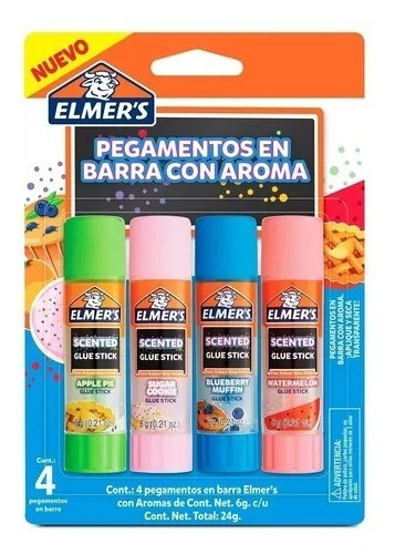 Adhesivo En Barra Elmers 6gr Con Aroma X 4 Adhesivos