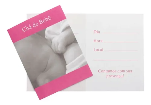 comprar Convite Festa Chá De Bebê Menina Rosa 10 Uni Regina Festas