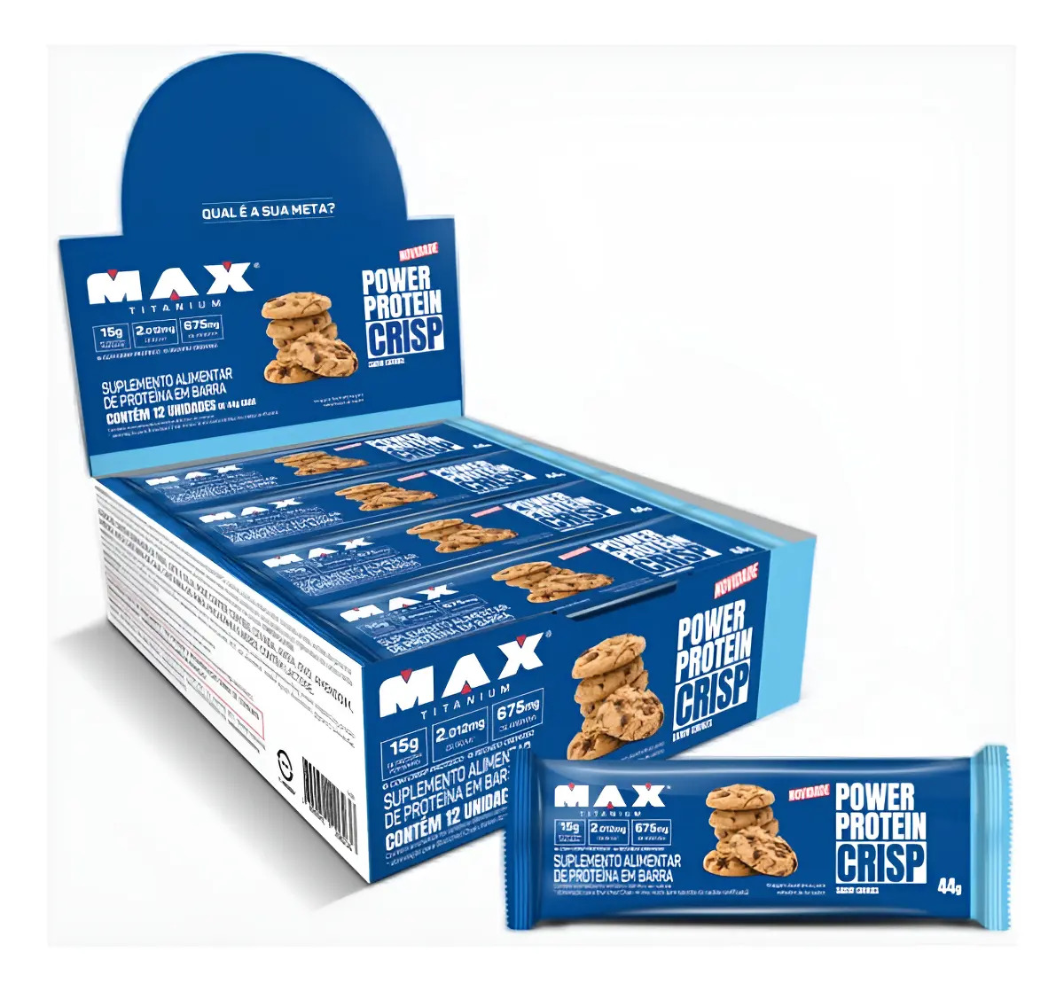 Barrinha de Proteína Max Titanium Power Protein Crisp Bar 12und Max Titanium Sabor Cookies