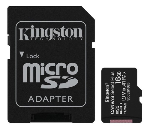 Memoria Micro Sd 16gb Kingston Clase 10 Full Hd 80mb/s Con Adaptador Sd