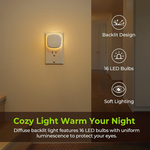 Luz Nocturna Led Sensor De Movimiento Y Sensor Crepuscu...