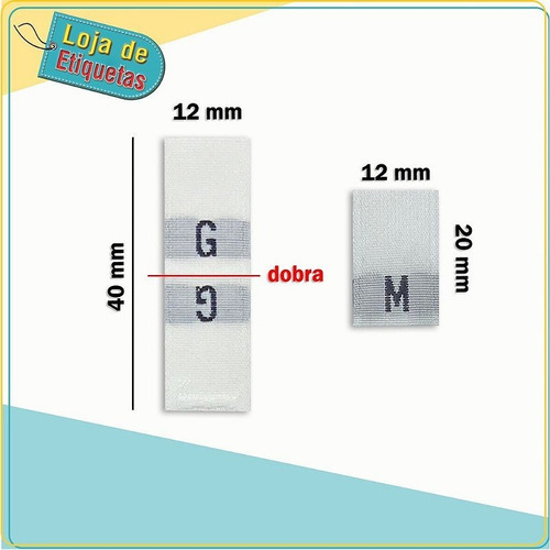Imagem 2 de 4 de Kit Etiquetas Manequim P, M, G E Gg Fnd Branco (100pçs Cada)