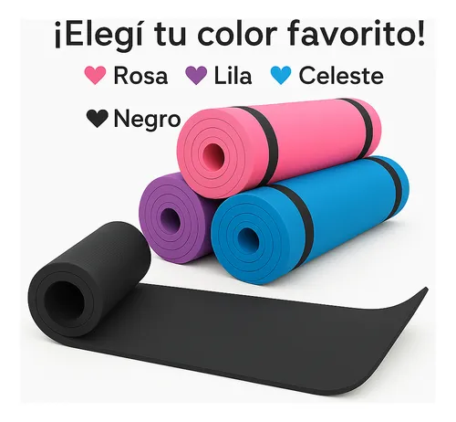Colchoneta Para Yoga Pilates Gimnasia Fitness Gruesa 15mm Negro