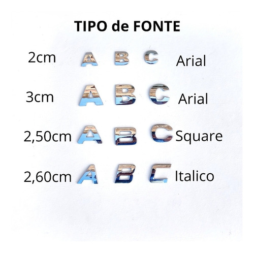Emblemas Letras P/carro 8 Unid 2,6cm Italico, Autocolante