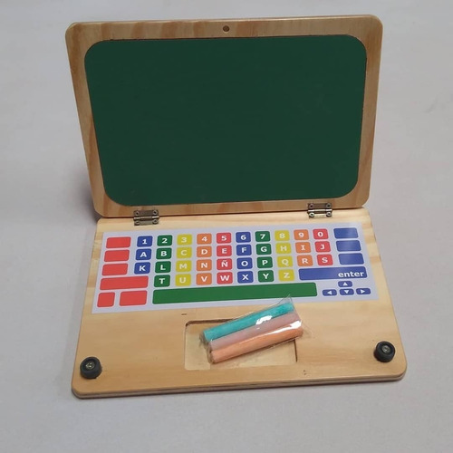 Imagen 2 de 5 de Pizarra Notebook Compu Infantil En Madera Con Pizarron
