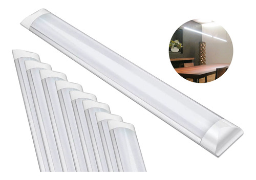 Kit 10 Lâmpadas Led Tubular 60cm 18w Branco Frio Luminária