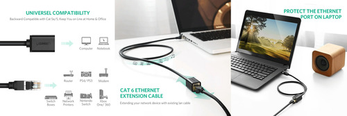 Cable Ethernet Ugreen Rj45 Cat6 F/utp Extension Macho Hembra